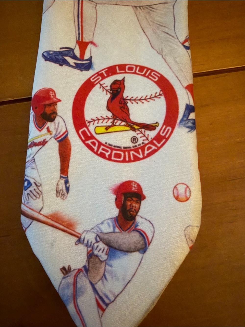 VTG 1993 Ralph Marlin St. Louis Cardinals White and Red Baseball Tie